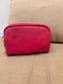 Leather Triple Compartment Purse - Cerise