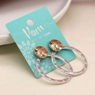 Peace Of Mind - Silver Plated Disc Drop Heart Earrings