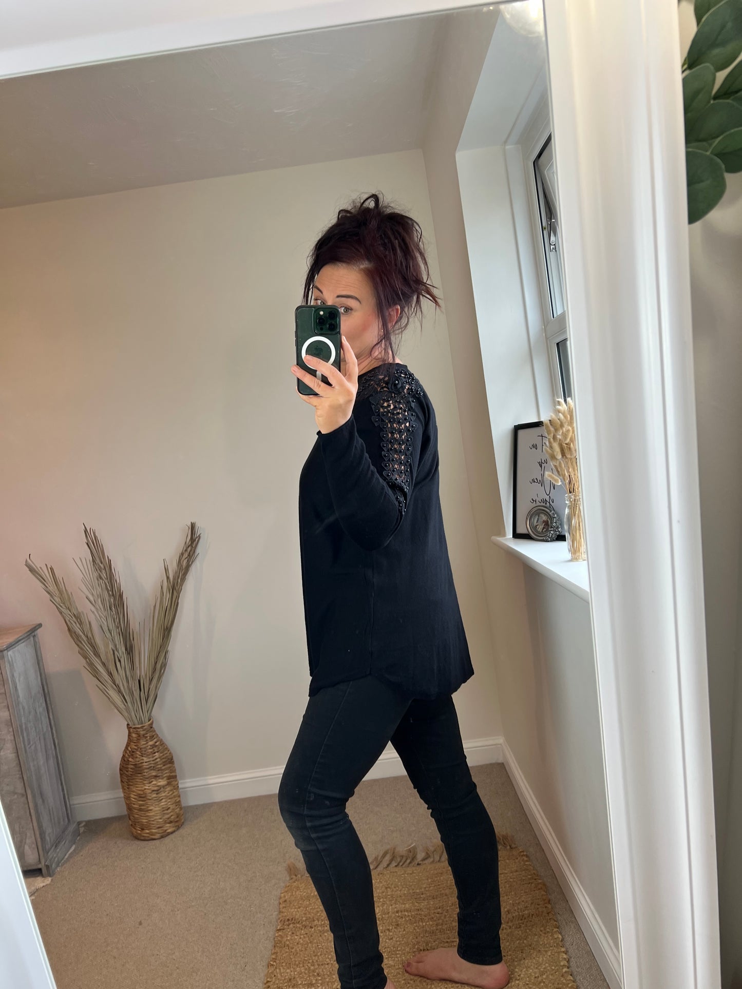 Embellished Arm Jumper - Black