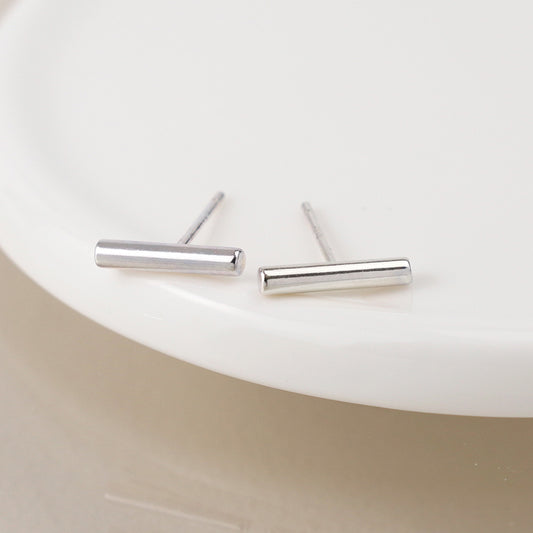 Peace Of Mind - Silver Plated Simple Bar Earrings