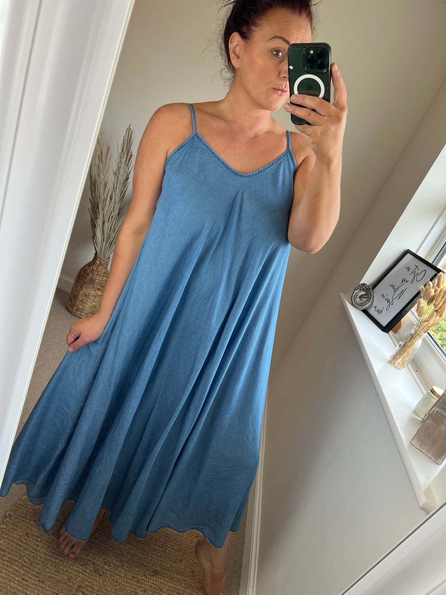 Denim Strappy Maxi Dress