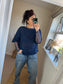 Mesh Long Sleeve Top - Spots Navy