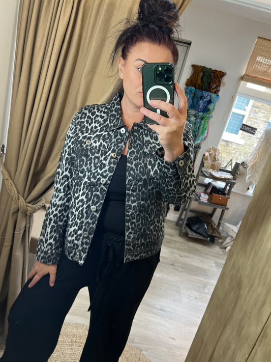 Denim Jacket - Leopard Print