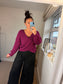 Chunky Knit Wrap Jumper - Magenta
