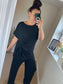 Tie Top & Trouser Set - Black