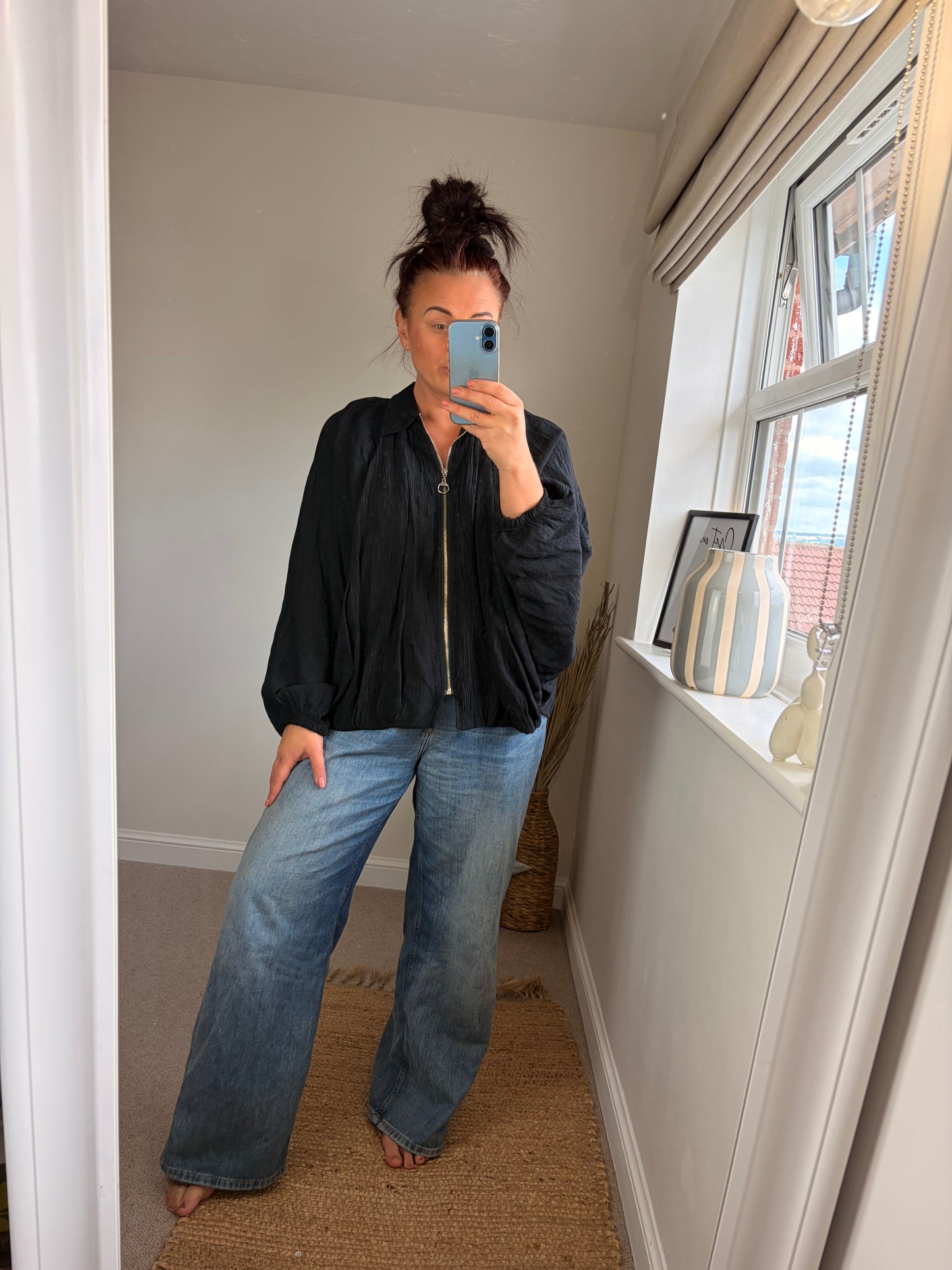 Crinkle Puff Jacket - Black