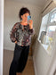 Bubble Hem Animal Print Top - Black