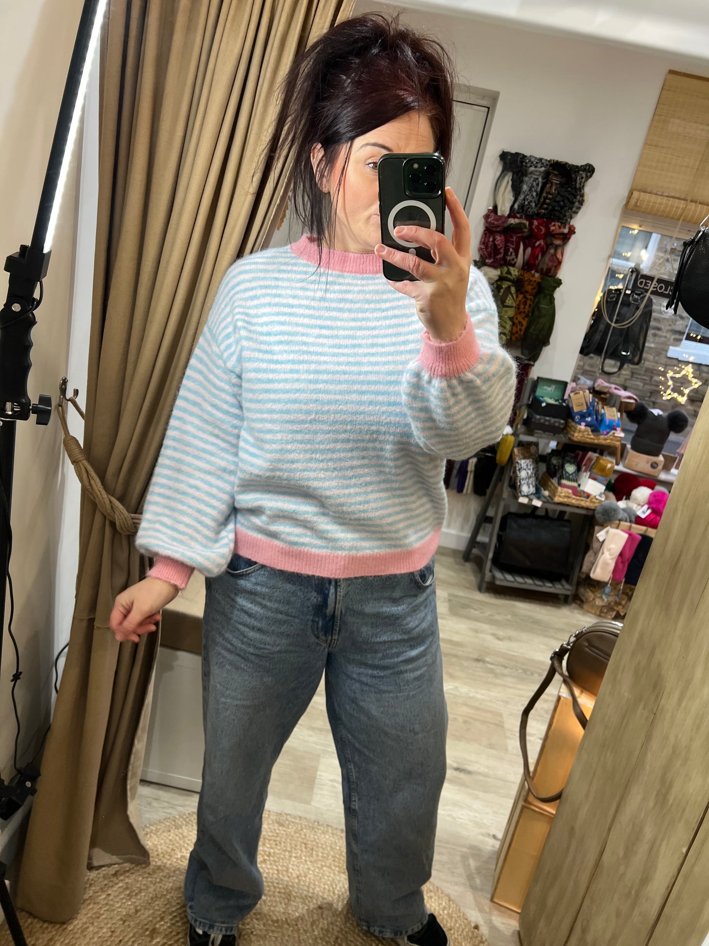 Stripe Jumper - Powder Blue/Pink
