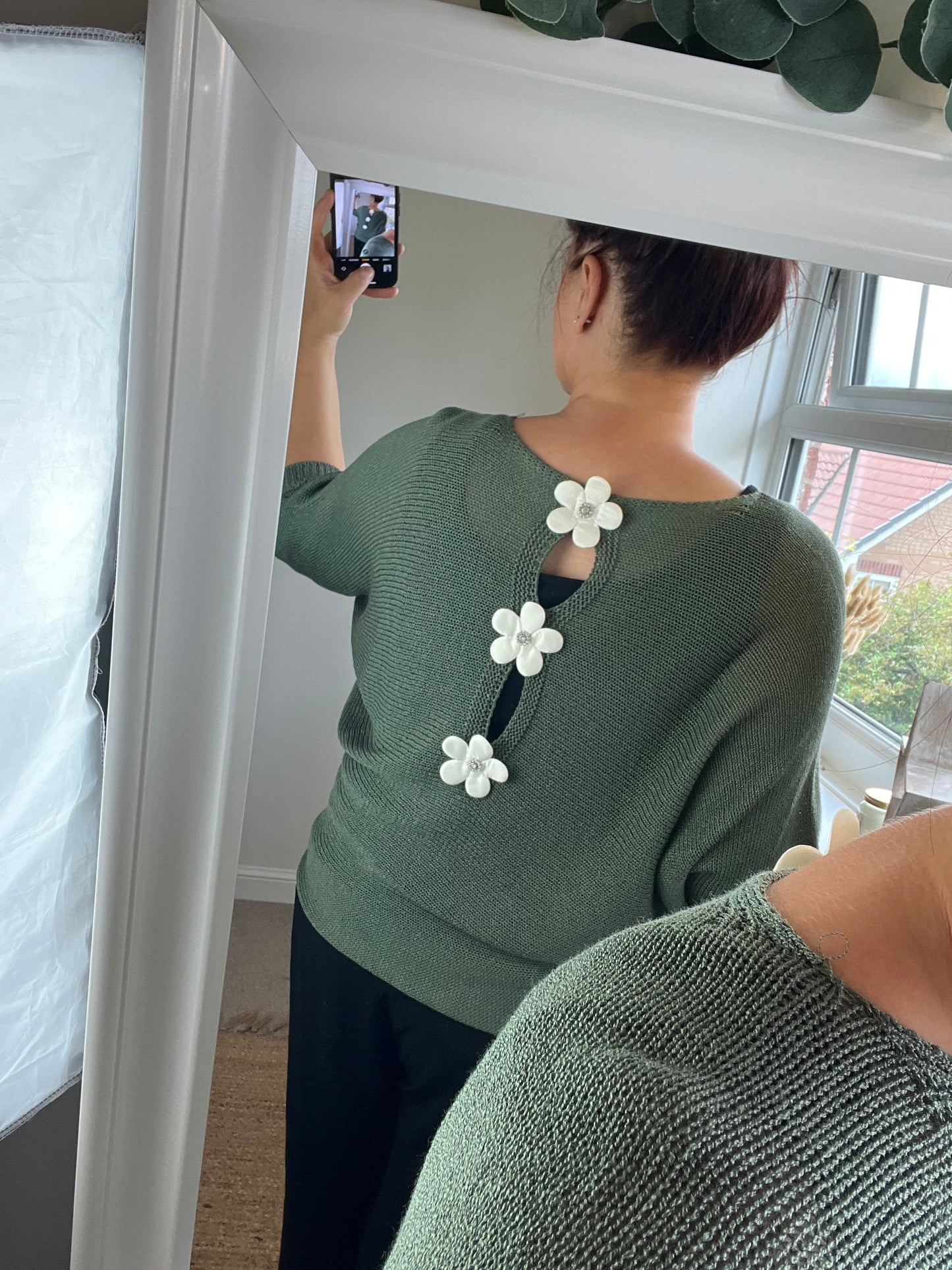 Flower Back Jumper - Khaki