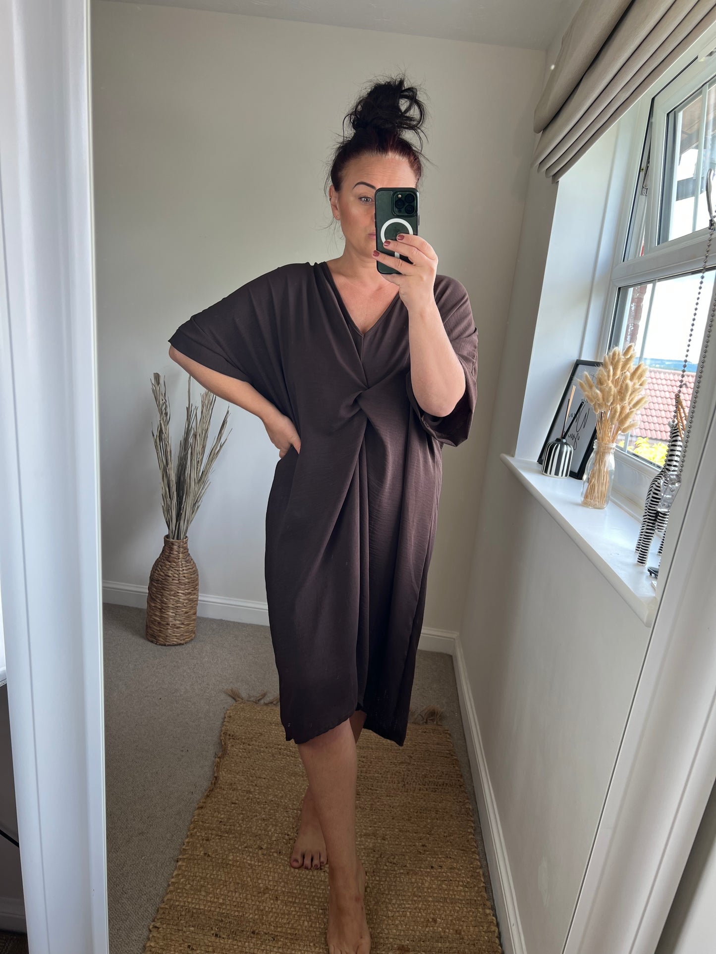 Twist Front Dress - Chocolate