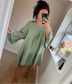 Crinkle Cotton Tunic Dress - Khaki