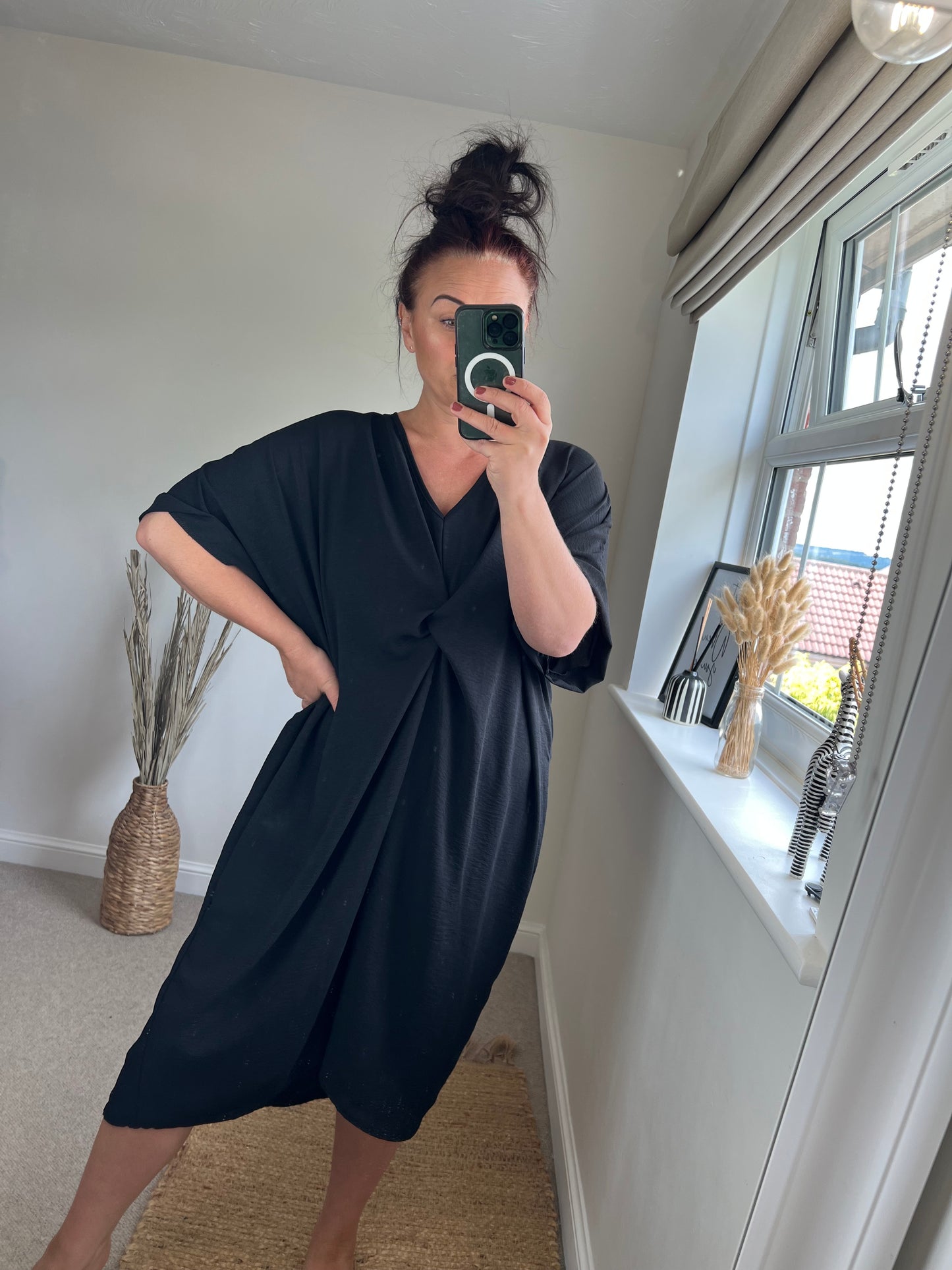 Twist Front Dress - Black