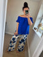 Flower Wide Leg Trousers - Blue