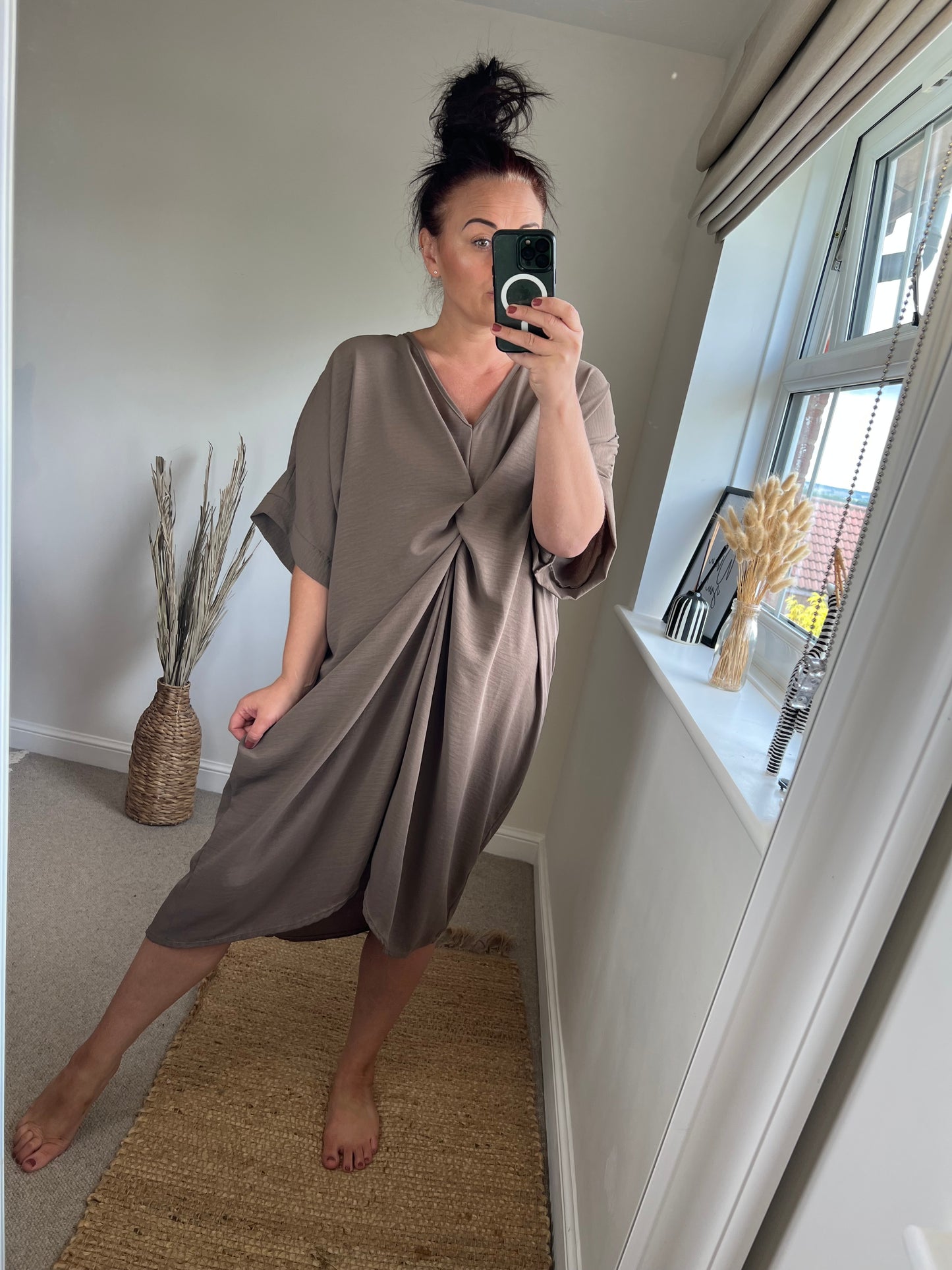 Twist Front Dress - Mocha