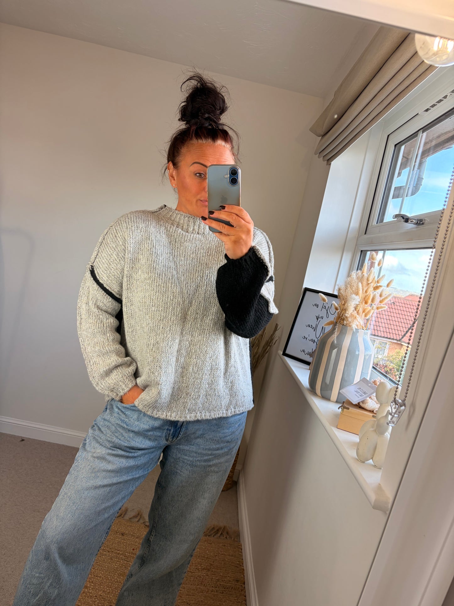 2-way Chunky Jumper - Black/Grey
