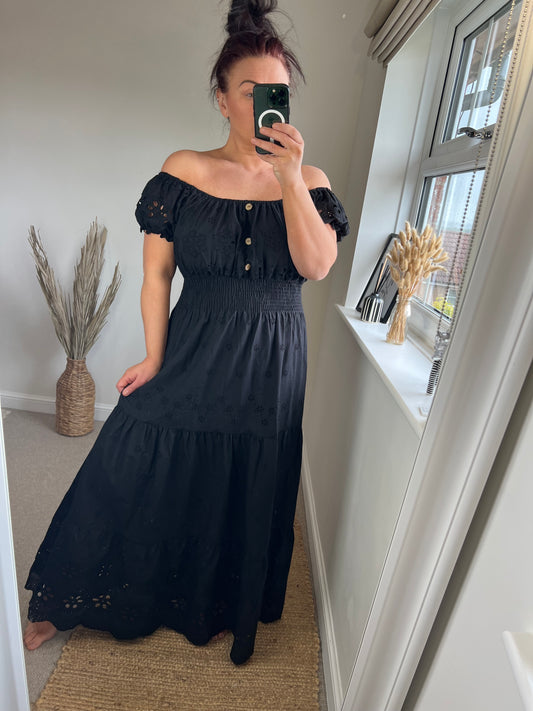 STEVIE Broderie Anglaise Maxi - Black