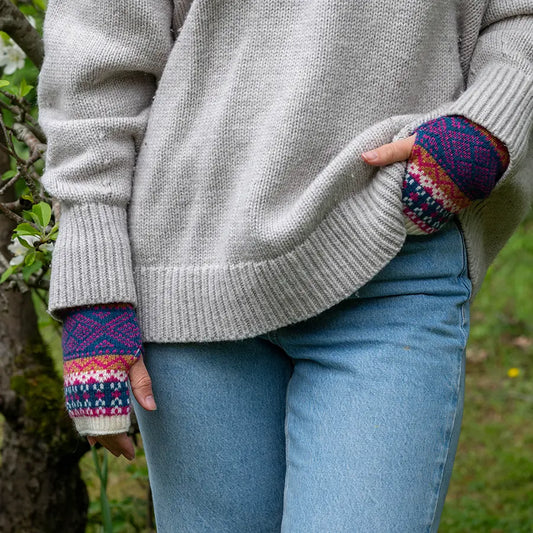 Fair Isle Wrist Warmers - Cream