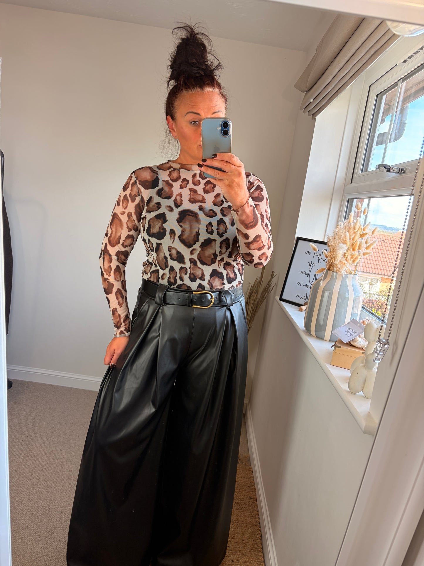 Mesh Layering Top - Leopard Cream