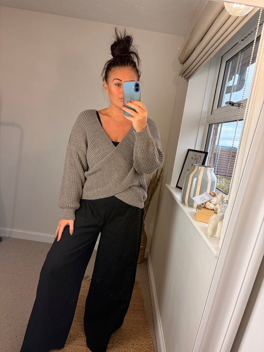 Chunky Knit Wrap Jumper - Mocha