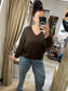 V Neck Jumper - Chocolate