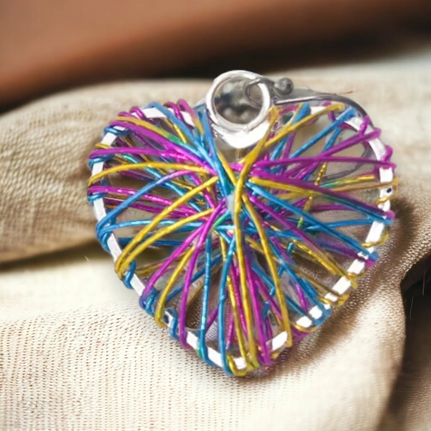 Jess & Lou Silver Plated Coloured Wire Heart Earrings