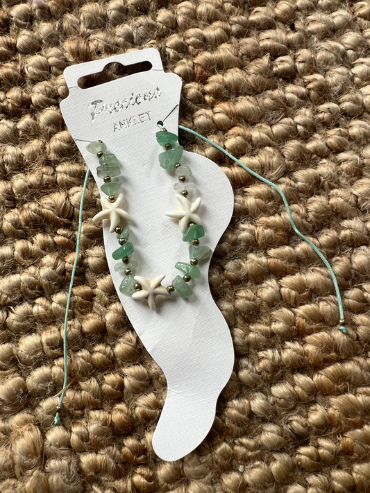 Adjustable Anklet Bracelet - Sage Starfish