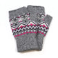 Fair Isle Fingerless Gloves - Grey