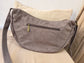 Faux Suede Half Moon Crossbody Bag - Taupe