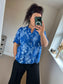 Floral Cotton Shirt - Cobalt
