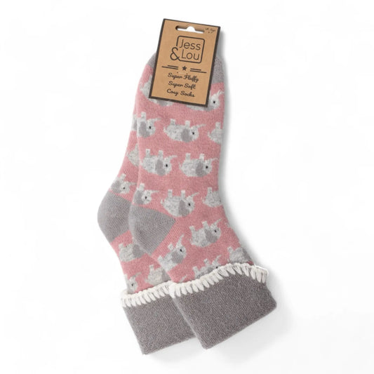 Jess & Lou Cozy Cuff Socks - Elephant Pink