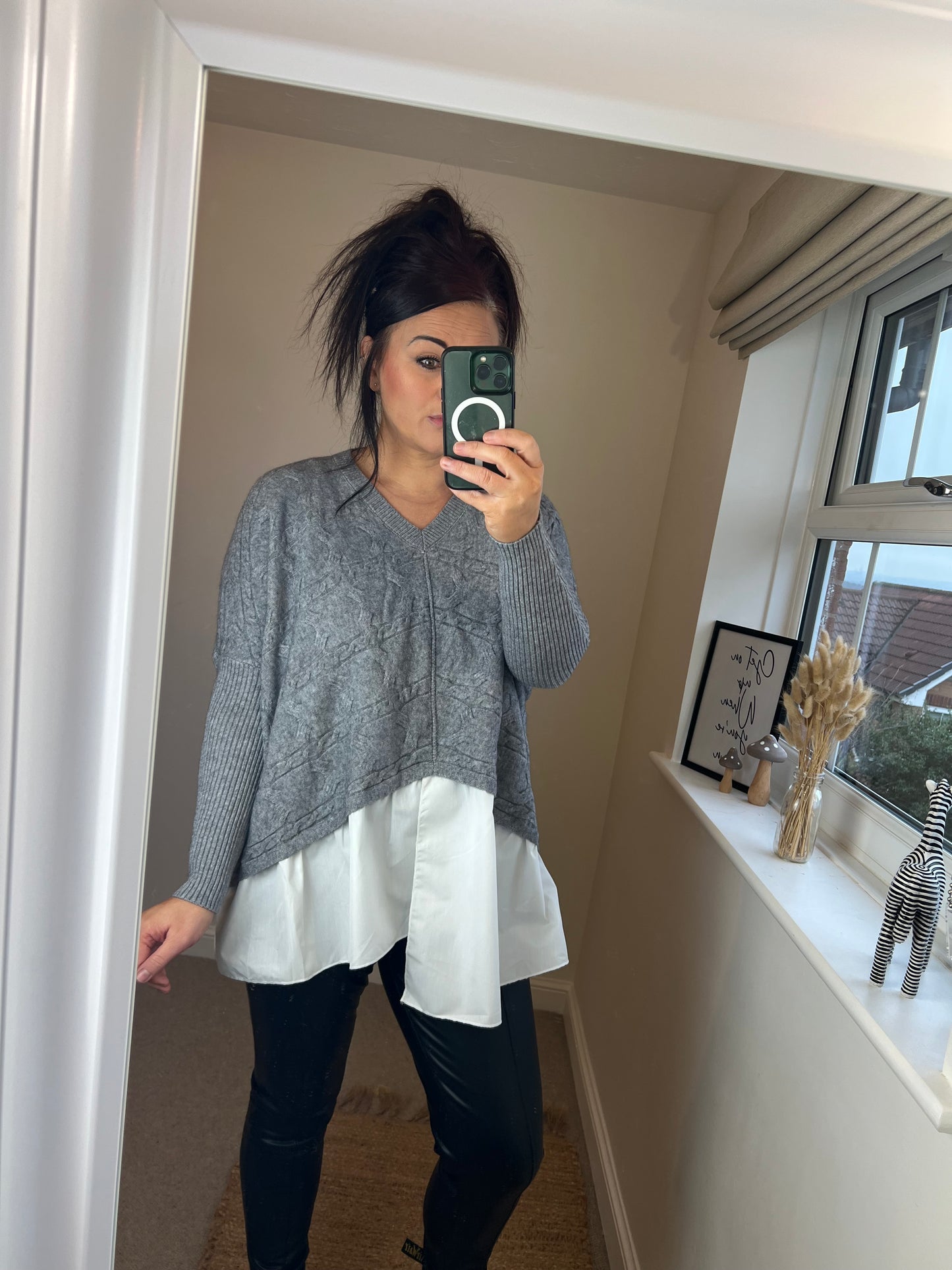 2 in 1 Jumper with Shirt - Grey