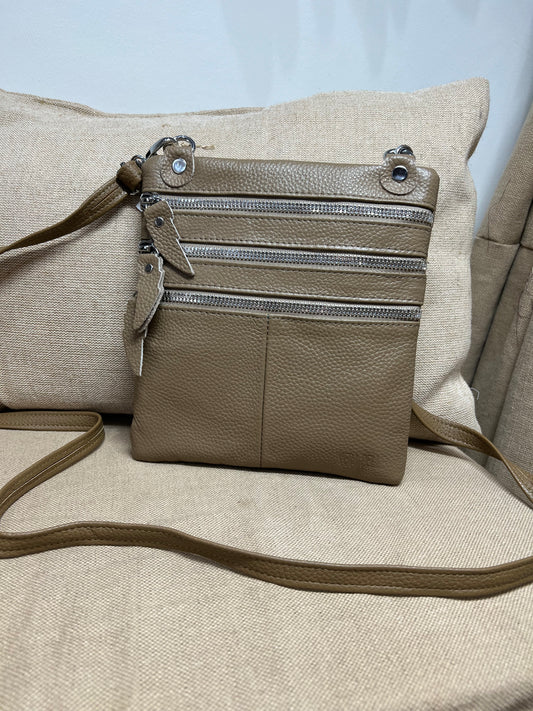Leather Crossbody Bag - Beige