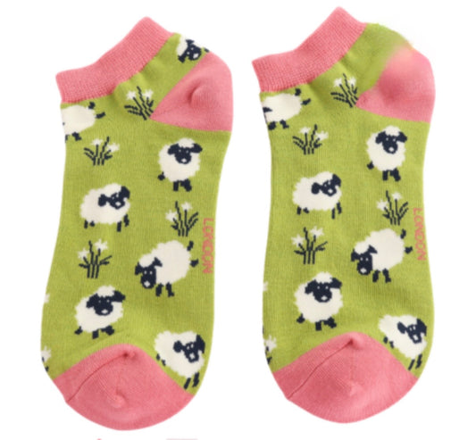 Miss Sparrow Bamboo Trainer Socks - Leaping Sheep