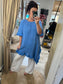 Linen Frill Tunic/Dress - Blue