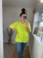 Raw Edge Mesh Top - Lime