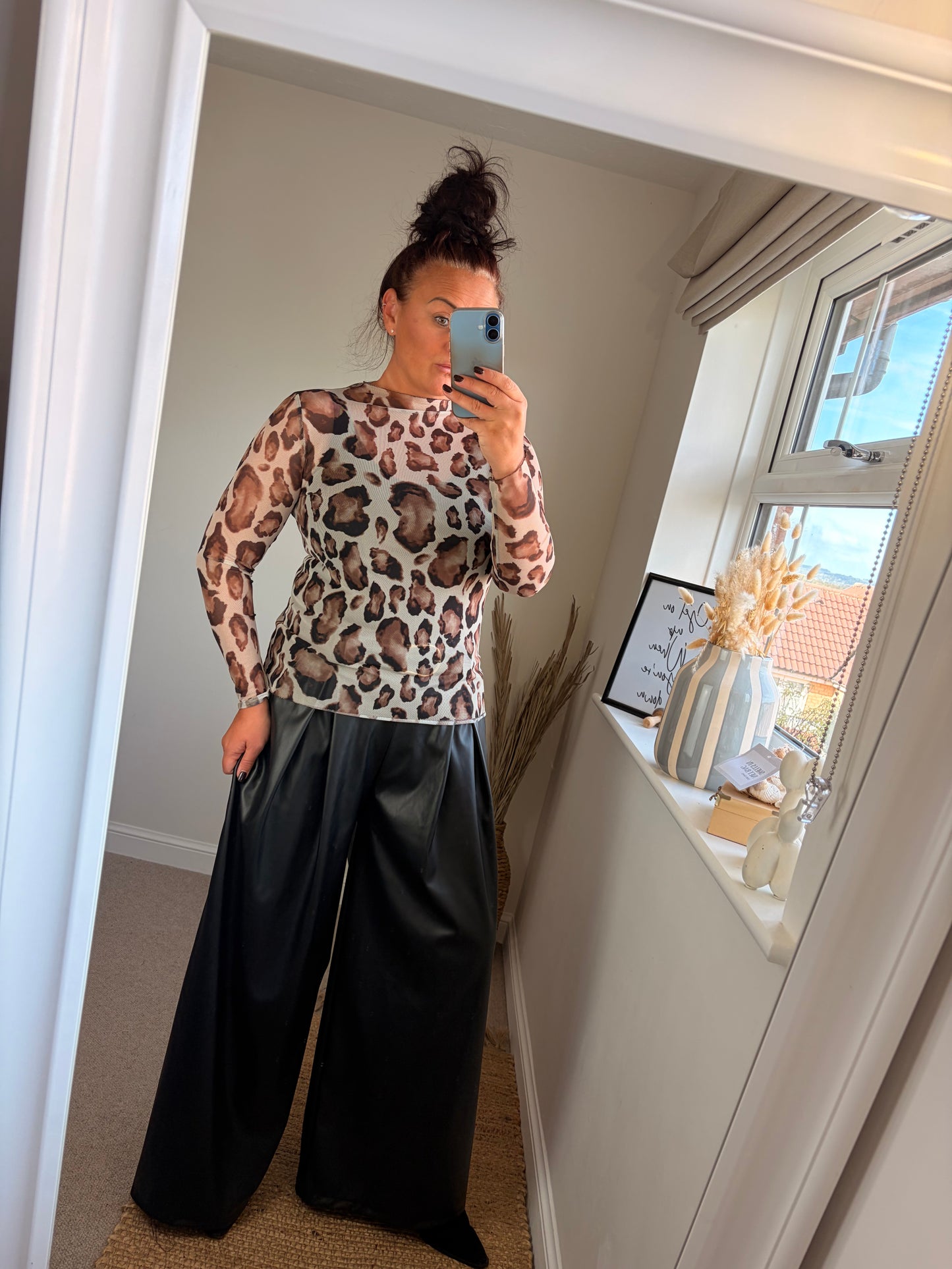 Mesh Layering Top - Leopard Cream
