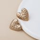 Peace of Mind - Silver Plated Hammered Heart Earrings - Gold