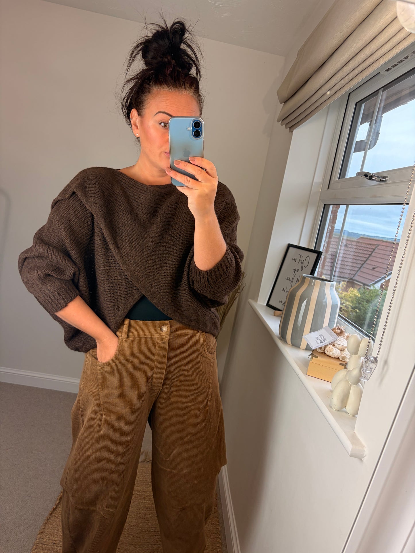Chunky Knit Wrap Jumper - Chocolate