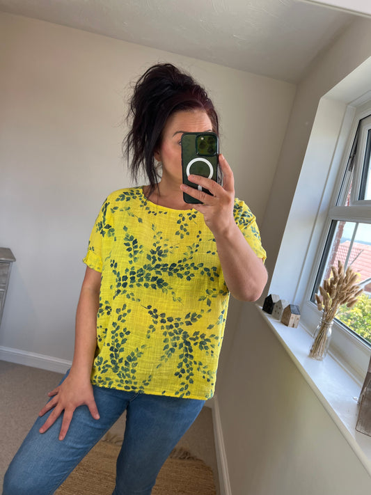 Leaf Cotton Top - Yellow