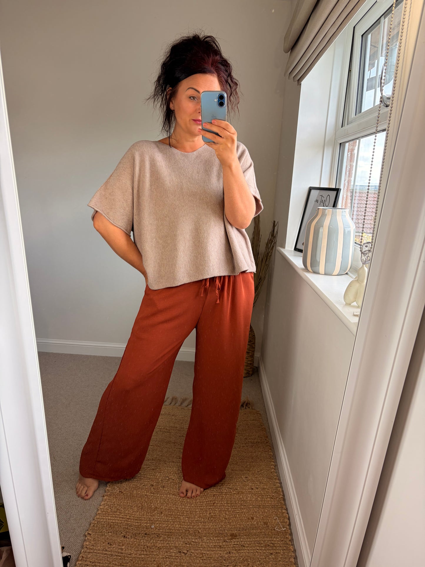 Boxy Short Sleeve Jumper - Mocha