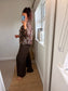 Bubble Hem Animal Print Top - Chocolate