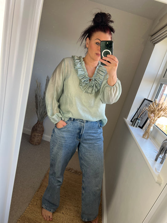 Ruffle Shirt - Sage