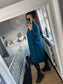 Roll Neck Jumper Dress - Teal