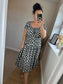 STEVIE Midi Button Dress - Black Daisy