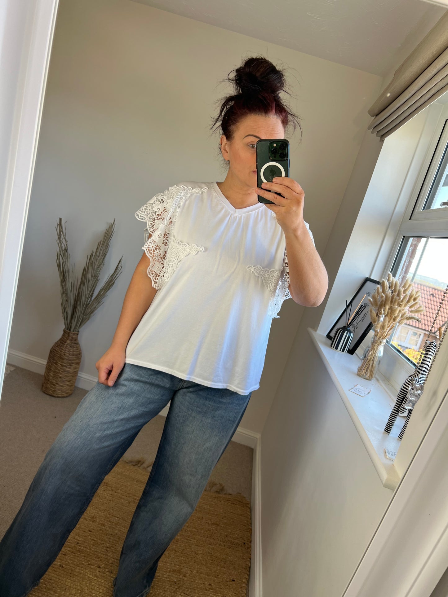 Lace Detail Tee - White