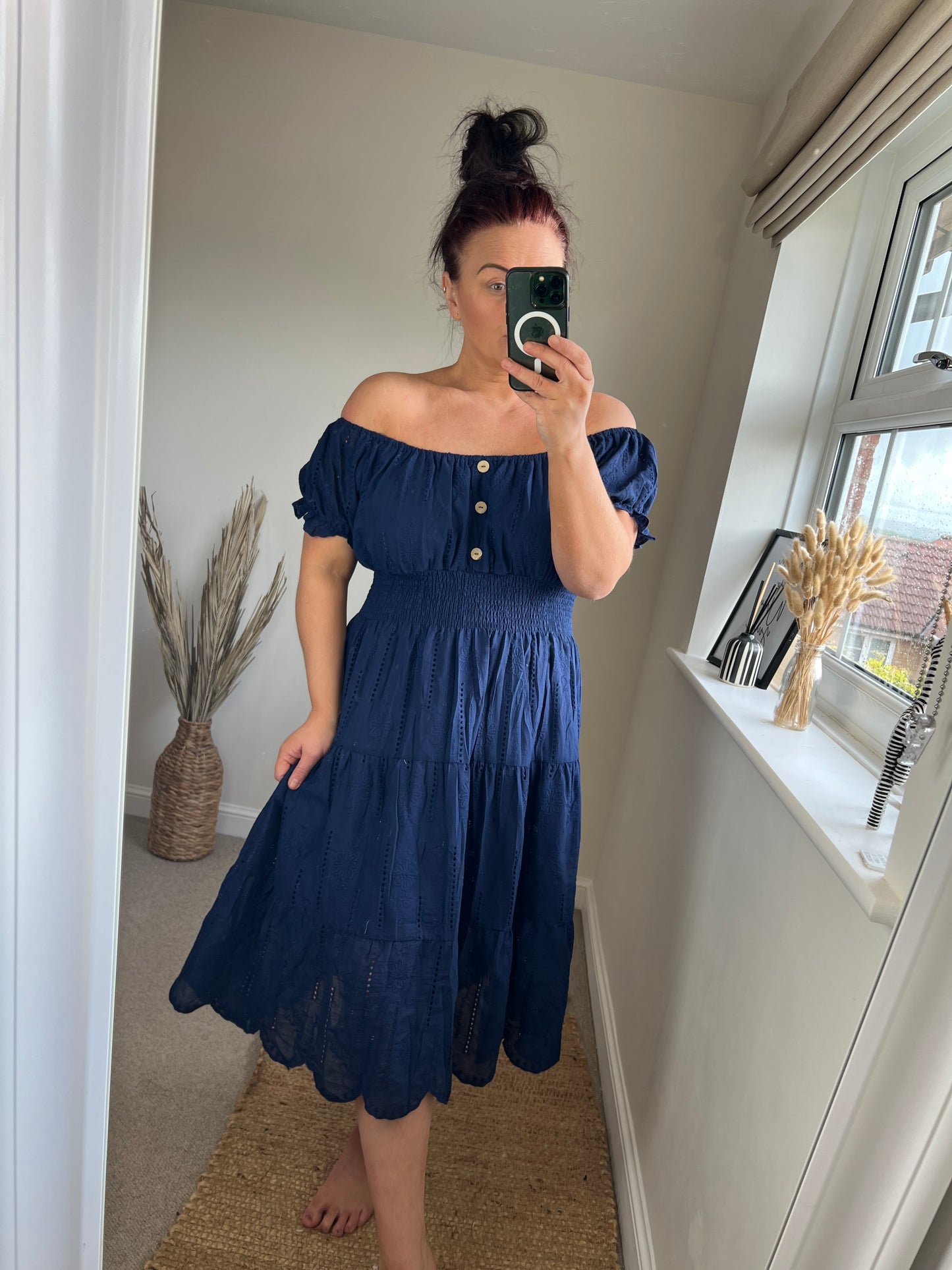 STEVIE Broderie Anglaise Midi - Navy