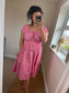 Magic Short Shirred Button Dress - Cerise (Plus Size)