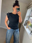 Ruffle Sleeve Tshirt - Black