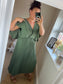 Pleated Cape Dress - Khaki