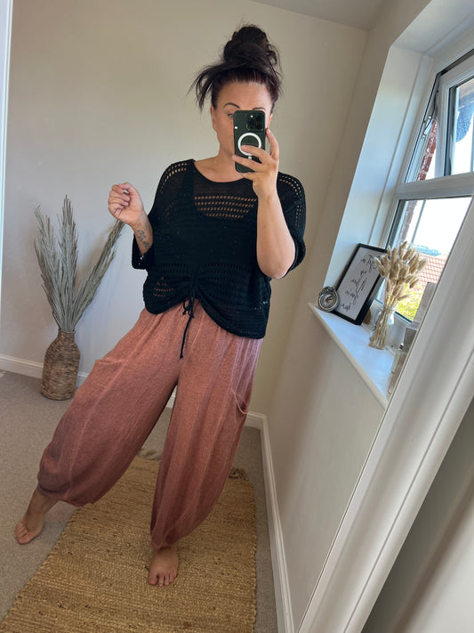 Barrel Leg Linen Trouser - Rust